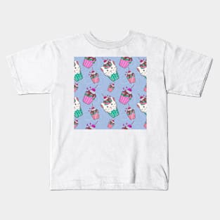 Cute Cat Seamless Patterns Kids T-Shirt